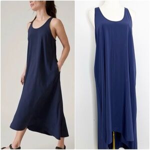 Athleta Presidio Traveler Maxi Dress – Navy – XS – High-Low Hem